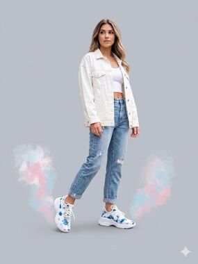 Forever 21 Blue Tie Dye Mesh Platform Chunky Sneakers NWT